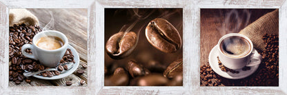 3er-Set gerahmte Bilder KAFFEE BOHNEN 3x23x23 cm – Deko modern