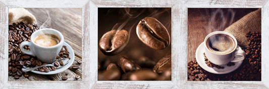 3er-Set gerahmte Bilder KAFFEE BOHNEN 3x23x23 cm – Deko modern