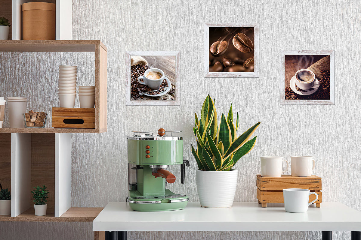 3er-Set gerahmte Bilder KAFFEE BOHNEN 3x23x23 cm – Deko modern - Ambiente 1