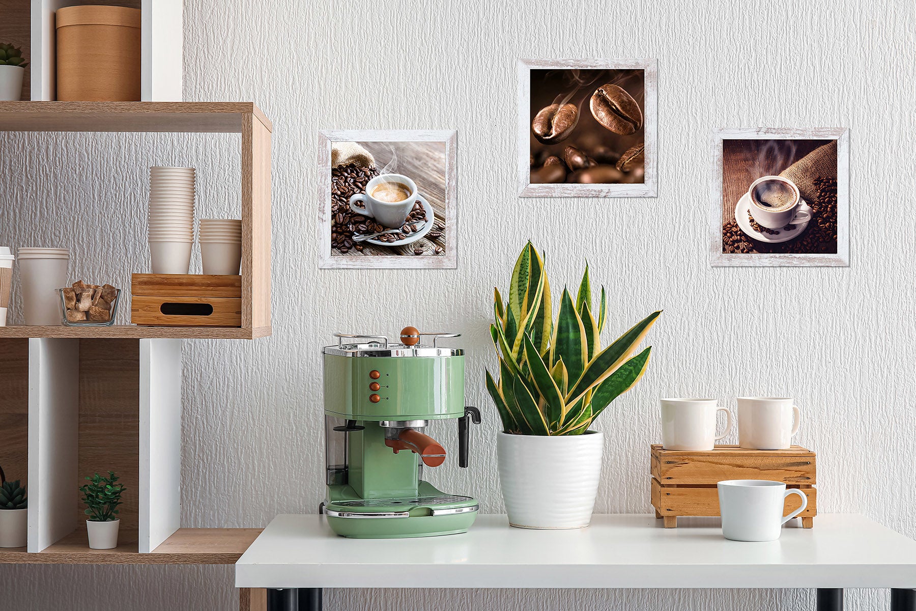 3er-Set gerahmte Bilder KAFFEE BOHNEN 3x23x23 cm – Deko modern - Ambiente 1
