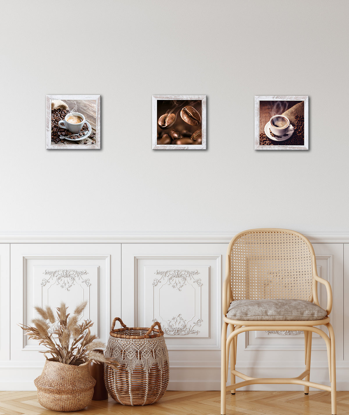 3er-Set gerahmte Bilder KAFFEE BOHNEN 3x23x23 cm – Deko modern - Ambiente 3