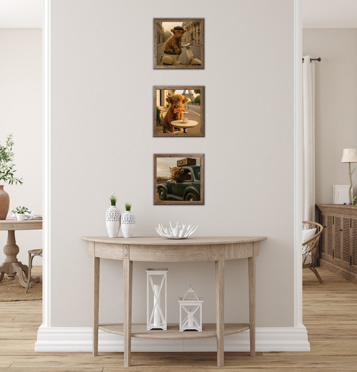 3er-Set gerahmte Bilder HOCHLANDRIND PARIS 3x23x23 cm – Deko Essbereich - Ambiente 2