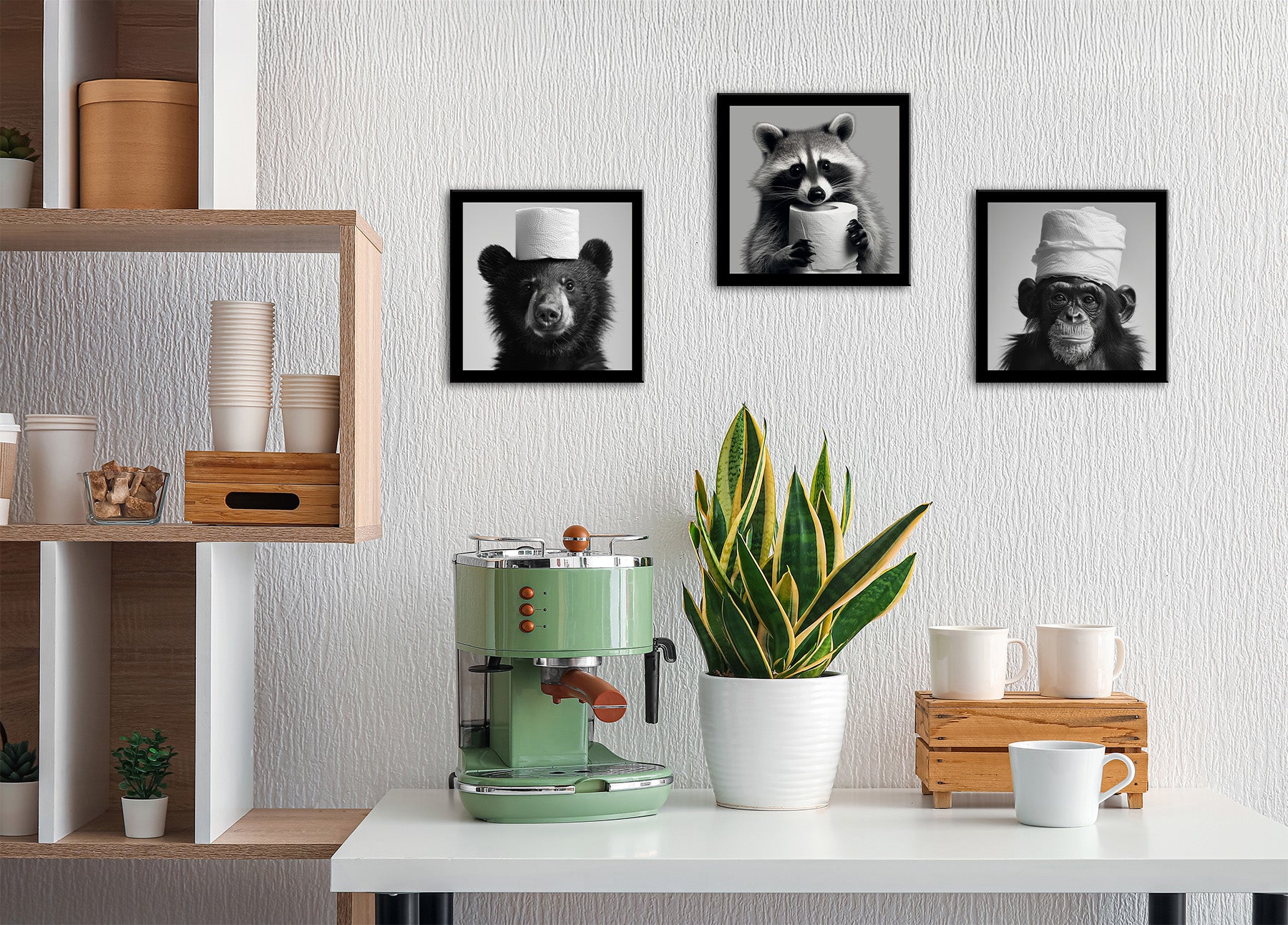 3er-Set gerahmte Bilder WC Tiere 3x23x23 cm – Tiermotiv modern - Ambiente 1