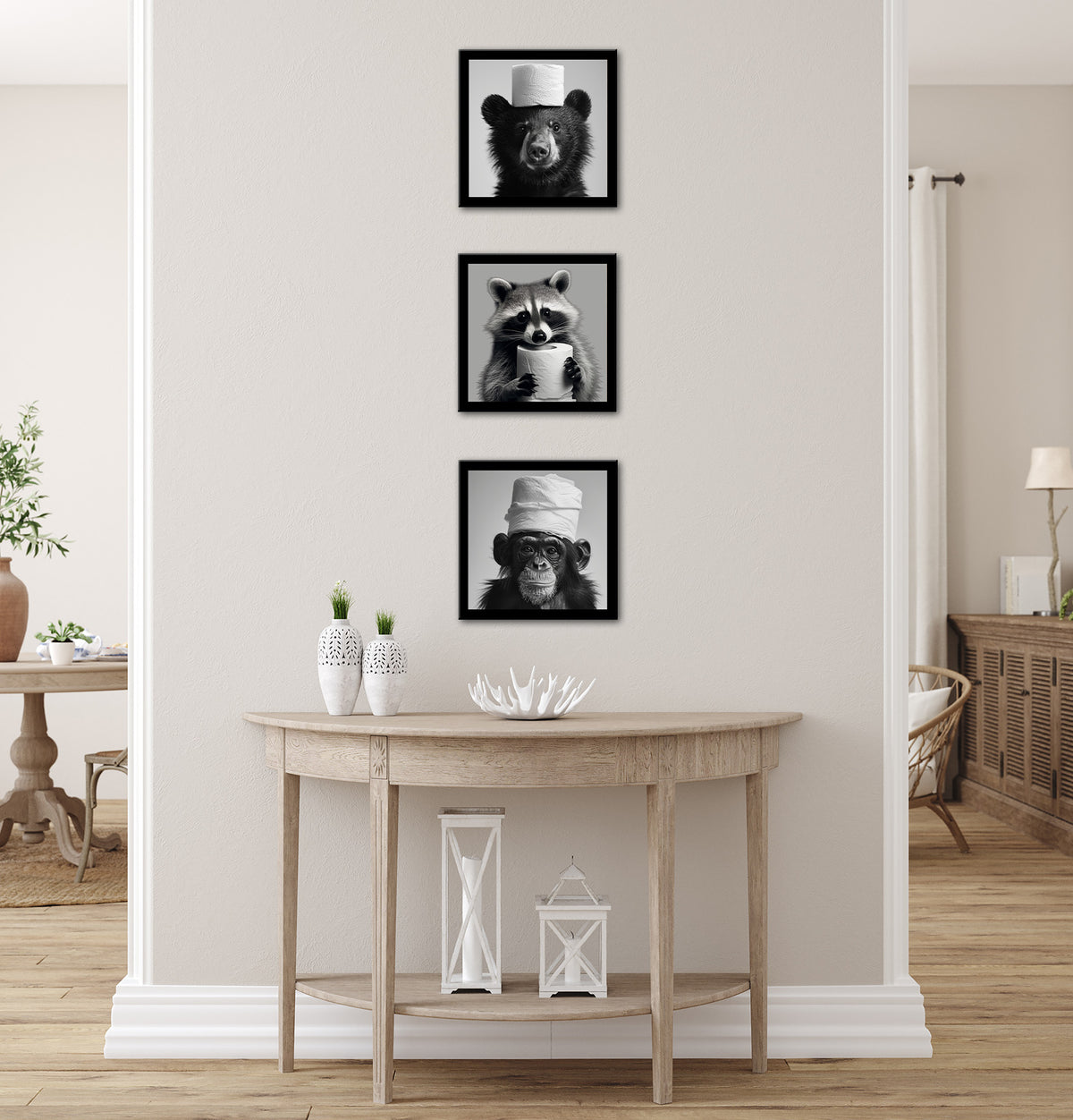 3er-Set gerahmte Bilder WC Tiere 3x23x23 cm – Tiermotiv modern - Ambiente 2
