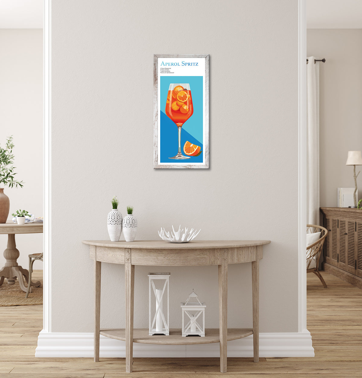 Wandbild gerahmt APEROL SPRITZ MIT SPRUCH 23x49 cm – Wanddeko - Ambiente 1