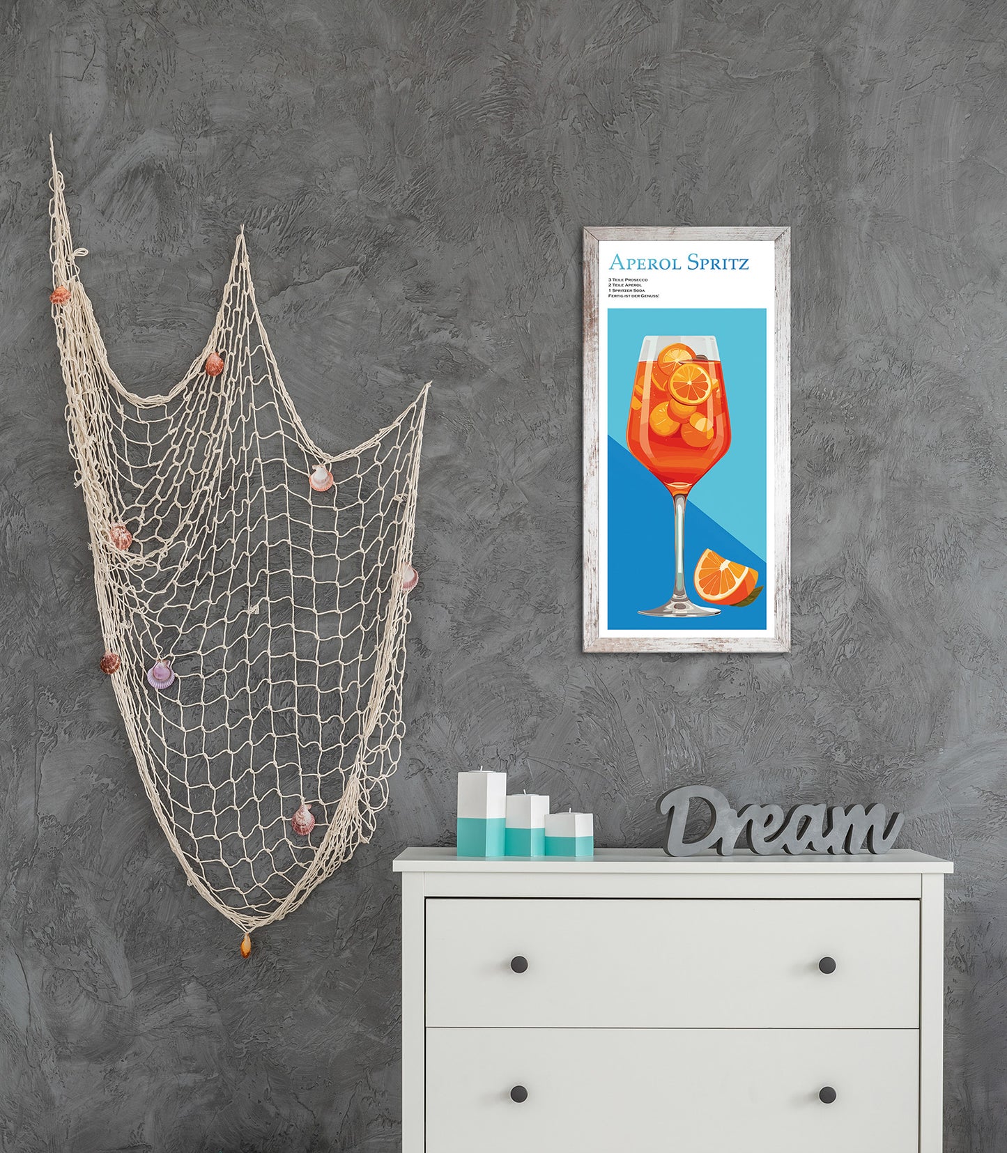 Wandbild gerahmt APEROL SPRITZ MIT SPRUCH 23x49 cm – Wanddeko - Ambiente 2