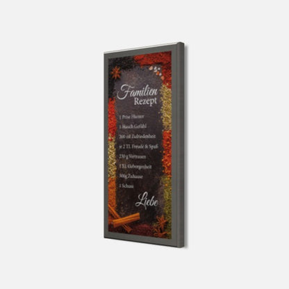 Wandbild gerahmt GEWÜRZE MIT FAMILIENREZEPT 23x49 cm – Wanddeko - Seitenansicht