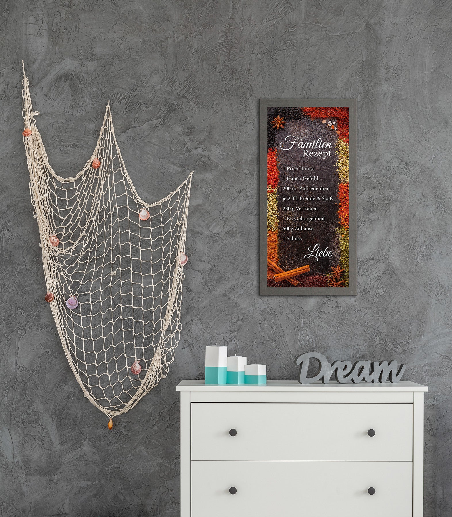 Wandbild gerahmt GEWÜRZE MIT FAMILIENREZEPT 23x49 cm – Wanddeko - Ambiente 2