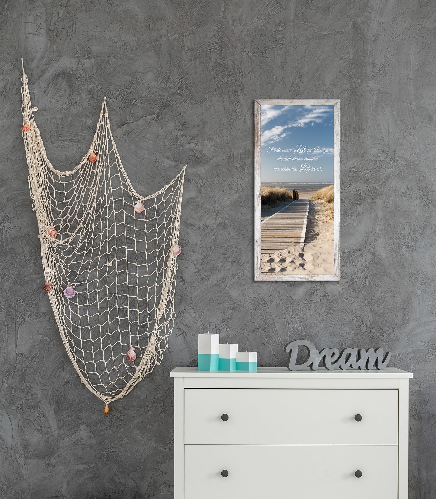 Wandbild gerahmt STRAND 23x49 cm – Natur Wanddeko modern - Ambiente 2