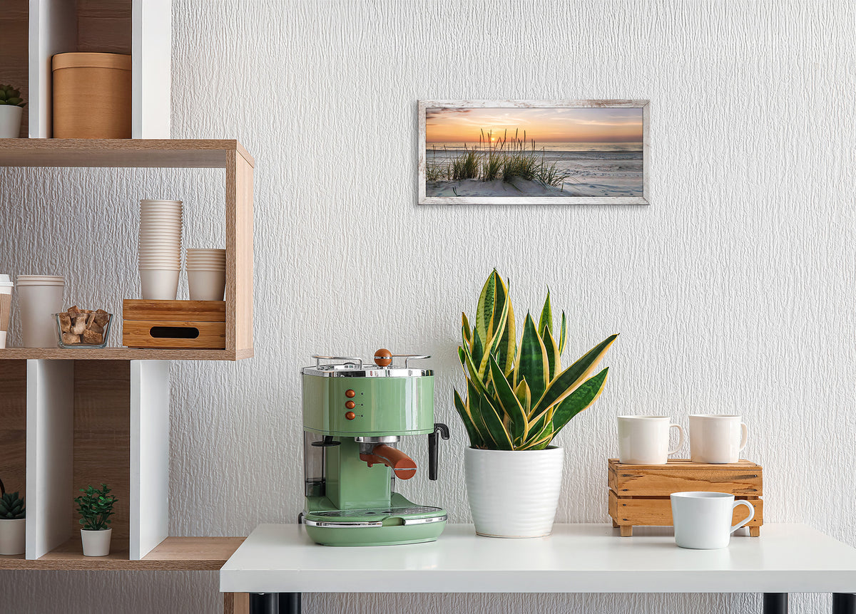 Wandbild gerahmt STRAND 23x49 cm – Natur Wanddeko modern - Ambiente 1