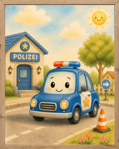 Wandbild gerahmt POLIZEI 30x40 cm - Kindermotiv