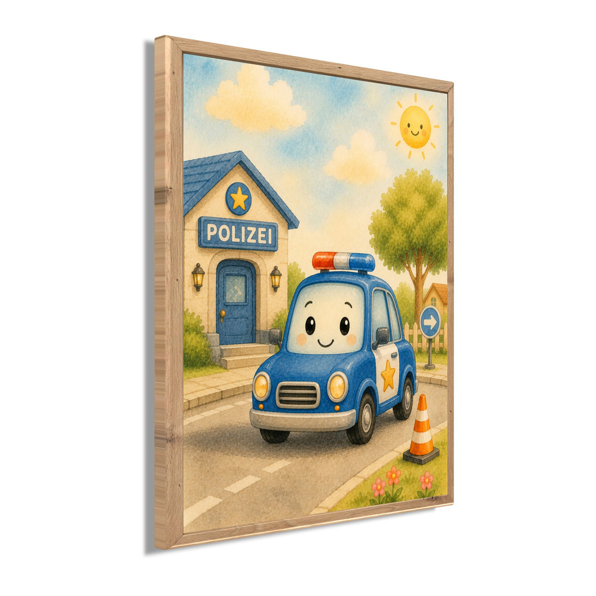 Wandbild gerahmt POLIZEI 30x40 cm - Kindermotiv - Seitenansicht