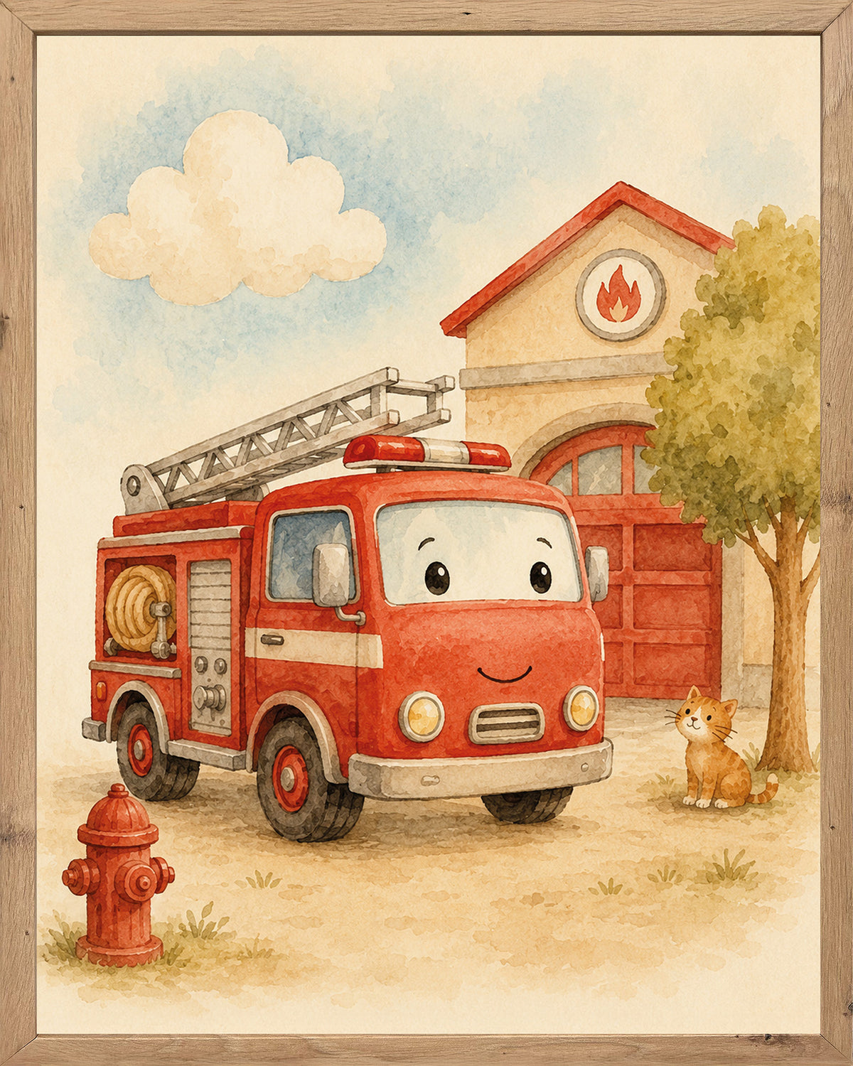 Wandbild gerahmt FEUERWEHR 30x40 cm - Kindermotiv