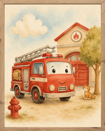 Wandbild gerahmt FEUERWEHR 30x40 cm - Kindermotiv