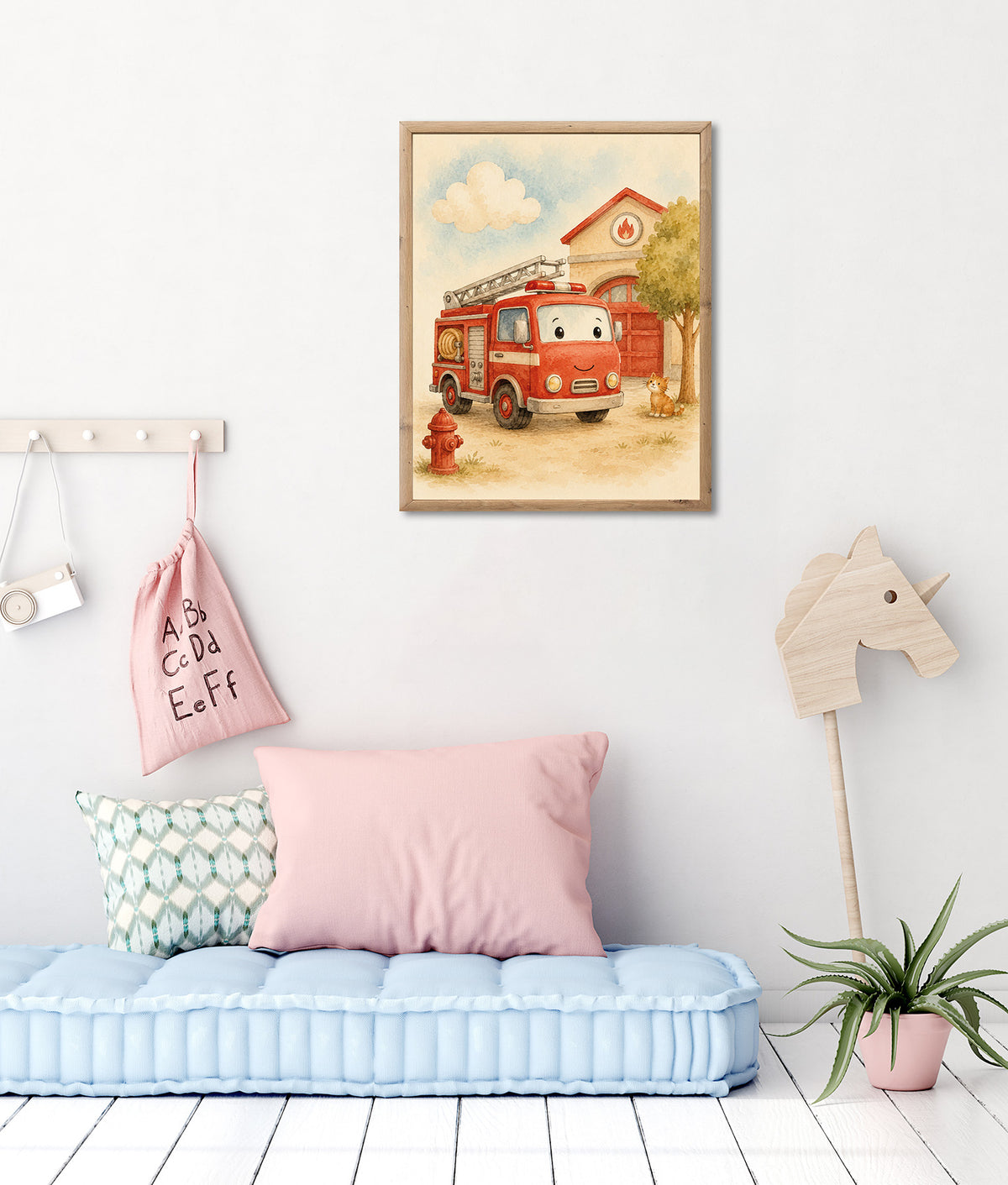 Wandbild gerahmt FEUERWEHR 30x40 cm - Kindermotiv - Ambiente 1