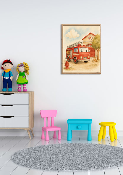 Wandbild gerahmt FEUERWEHR 30x40 cm - Kindermotiv - Ambiente 2
