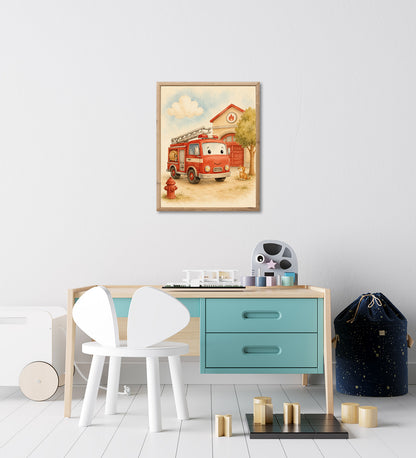 Wandbild gerahmt FEUERWEHR 30x40 cm - Kindermotiv - Ambiente 3