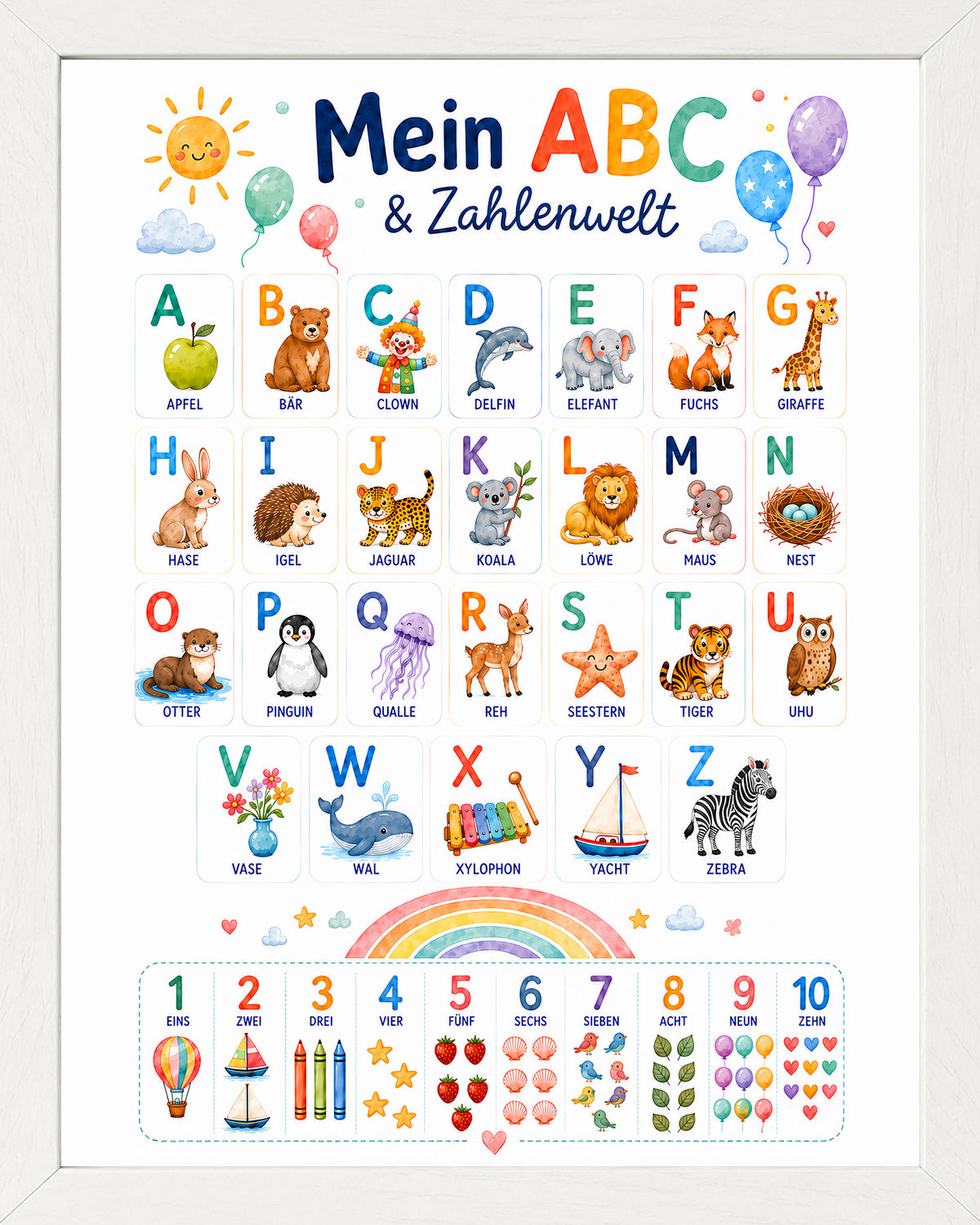 Wandbild gerahmt MEIN ABC 30x40 cm - Kindermotiv