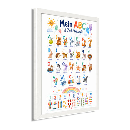 Wandbild gerahmt MEIN ABC 30x40 cm - Kindermotiv - Seitenansicht