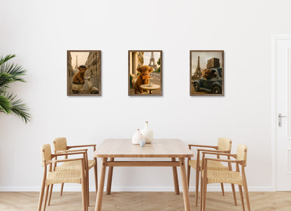 3er-Set gerahmte Bilder HOCHLANDRIND PARIS 3x30x40 cm – Lustige Wanddeko - Ambiente 3