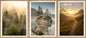 3er-Set gerahmte Bilder LANDSCHAFT BERGE 3x30x40 cm – Natur Wandbilder