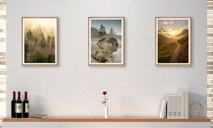 3er-Set gerahmte Bilder LANDSCHAFT BERGE 3x30x40 cm – Natur Wandbilder - Ambiente 1
