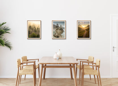 3er-Set gerahmte Bilder LANDSCHAFT BERGE 3x30x40 cm – Natur Wandbilder - Ambiente 3