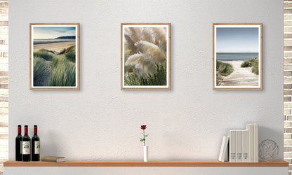 3er-Set gerahmte Bilder STRAND PAMPAS 3x30x40 cm – Boho Wanddeko Natur - Ambiente 1
