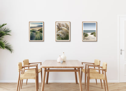 3er-Set gerahmte Bilder STRAND PAMPAS 3x30x40 cm – Boho Wanddeko Natur - Ambiente 3