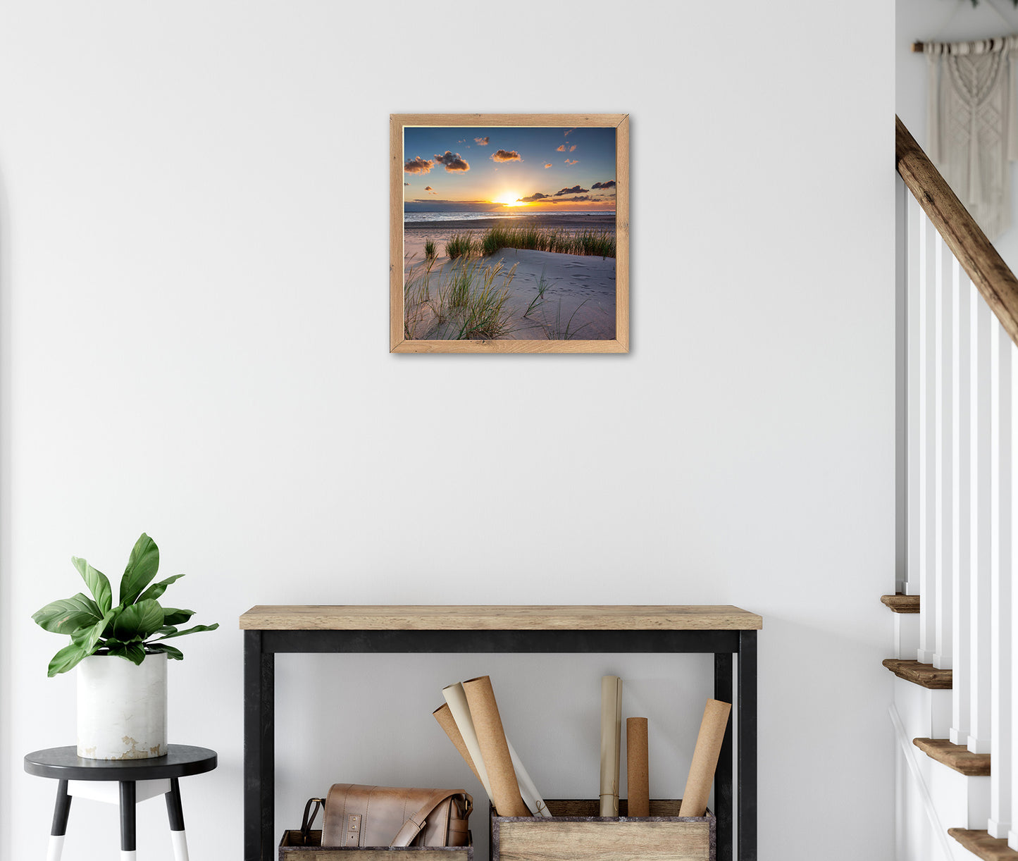 Wandbild gerahmt STRAND BEI SONNENAUFGANG 35x35 cm – Natur Wanddeko modern - Ambiente 2