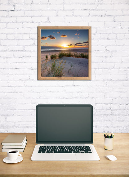 Wandbild gerahmt STRAND BEI SONNENAUFGANG 35x35 cm – Natur Wanddeko modern - Ambiente 3