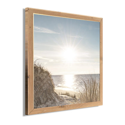 Wandbild gerahmt STRANDSONNE 35x35 cm – Natur Wanddeko modern - Seitenansicht