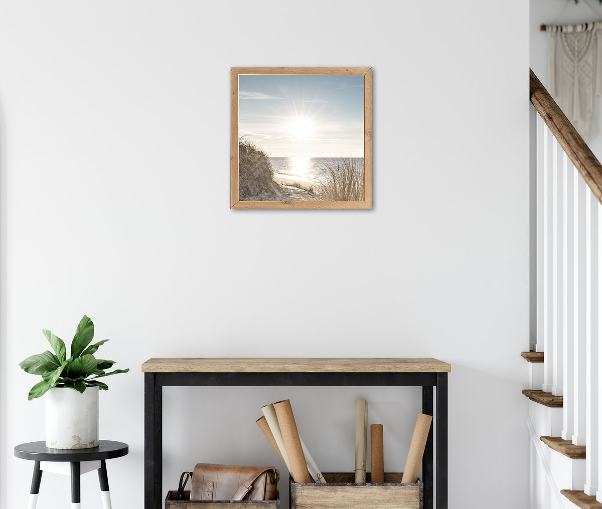 Wandbild gerahmt STRANDSONNE 35x35 cm – Natur Wanddeko modern - Ambiente 2