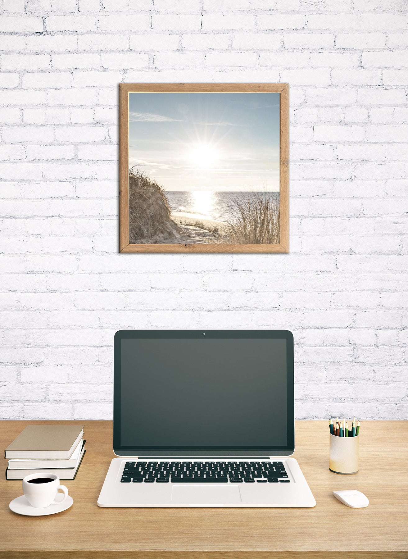 Wandbild gerahmt STRANDSONNE 35x35 cm – Natur Wanddeko modern - Ambiente 3