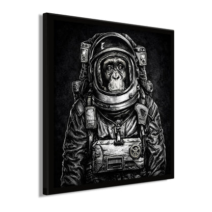 Wandbild gerahmt ASTRONAUT SCHIMPANSE 35x35 cm – Tierbild Natur Wanddeko - Seitenansicht