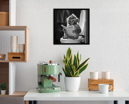Wandbild gerahmt AFFE BEIM GESCHÄFT 35x35 cm – Tierbild Natur Wanddeko - Ambiente 2