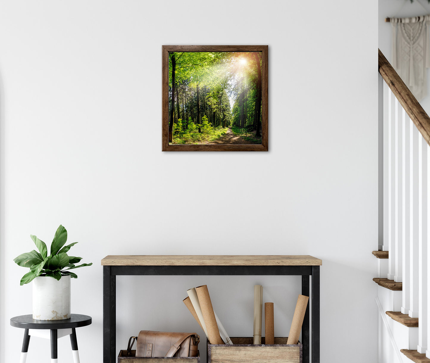 Wandbild gerahmt WALDWEG 35x35 cm – Natur Wanddeko modern - Ambiente 3