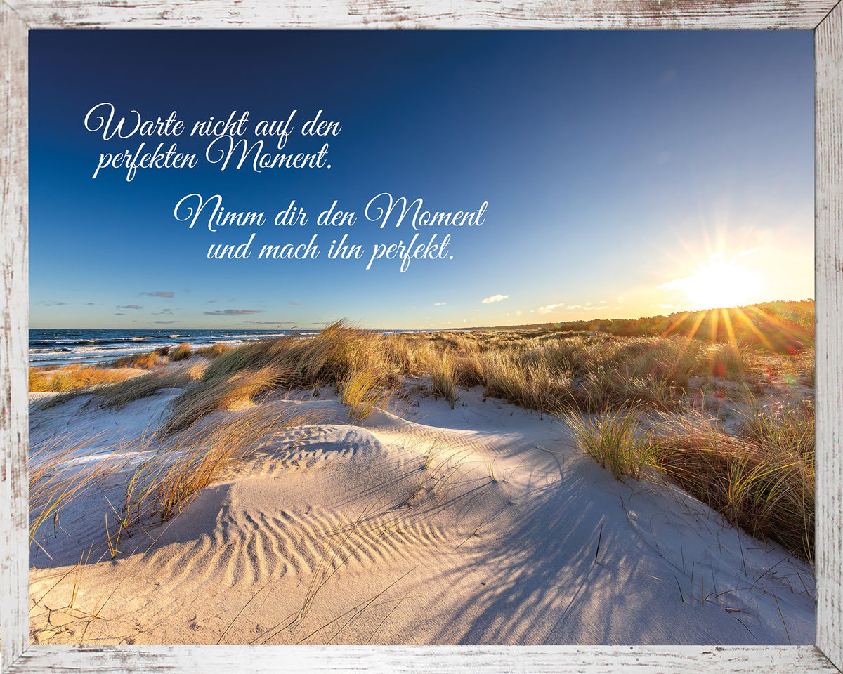 Wandbild gerahmt STRAND MIT SPRUCH 40x50 cm – Wandbild Deko