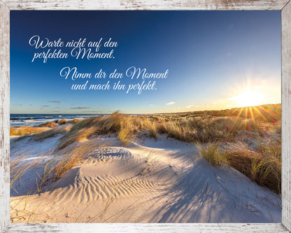 Wandbild gerahmt STRAND MIT SPRUCH 40x50 cm – Wandbild Deko