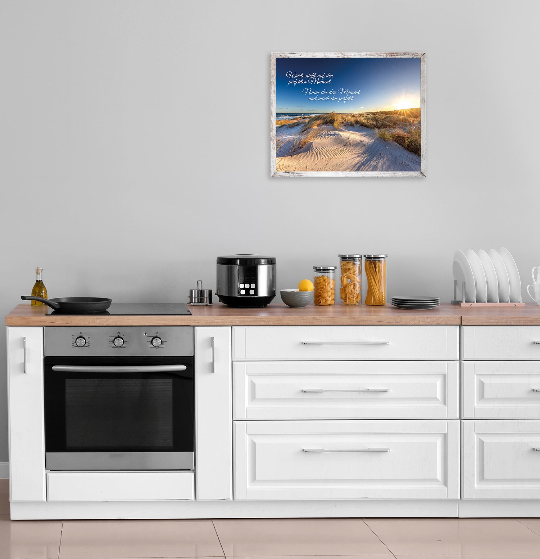 Wandbild gerahmt STRAND MIT SPRUCH 40x50 cm – Wandbild Deko - Ambiente 1