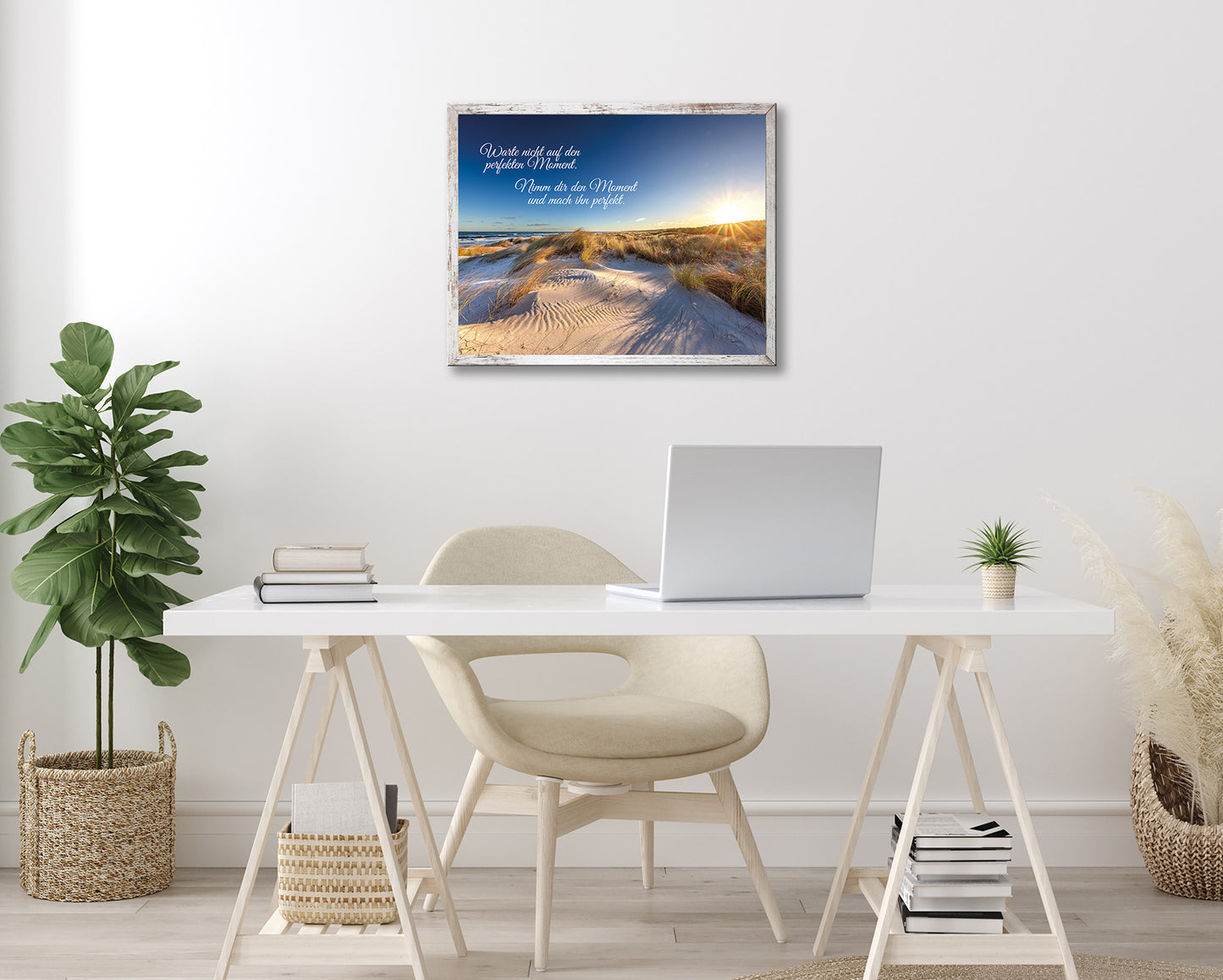 Wandbild gerahmt STRAND MIT SPRUCH 40x50 cm – Wandbild Deko - Ambiente 2