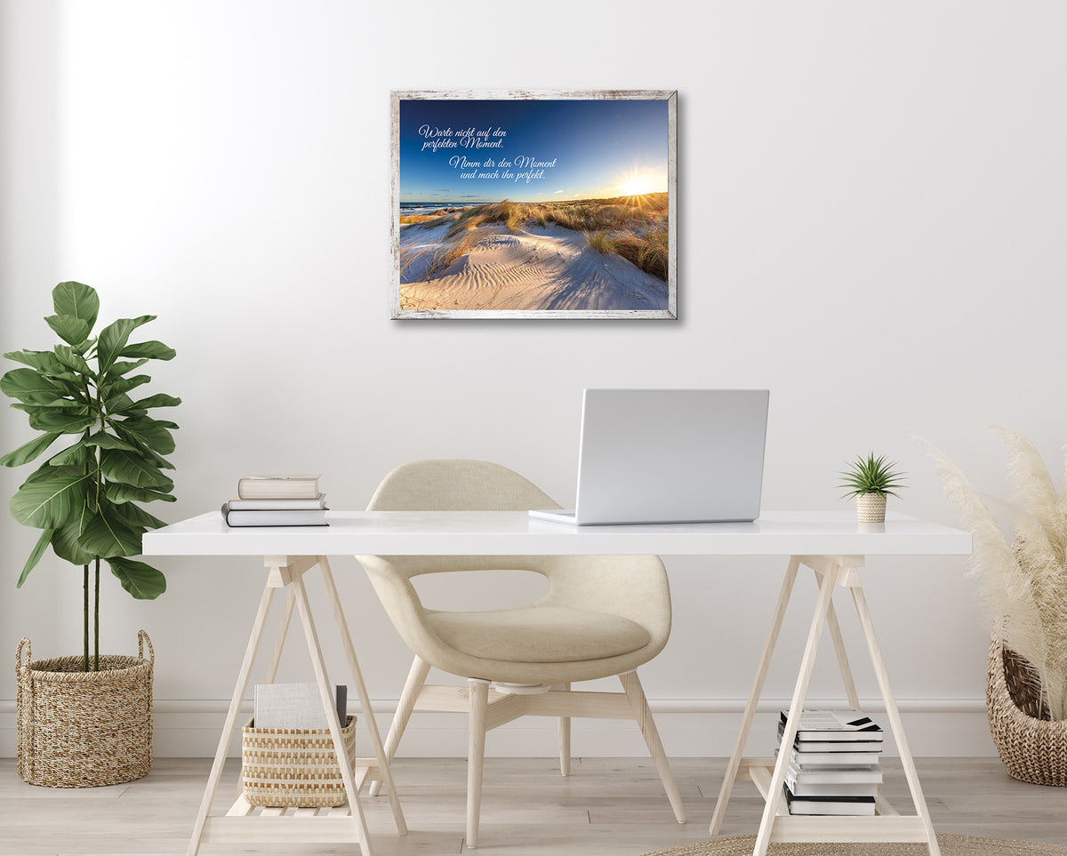 Wandbild gerahmt STRAND MIT SPRUCH 40x50 cm – Wandbild Deko - Ambiente 2