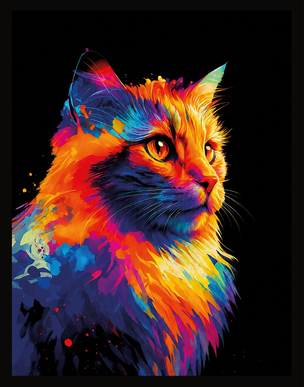 Wandbild gerahmt BUNTE KATZE 40x50 cm – Wandbild Deko