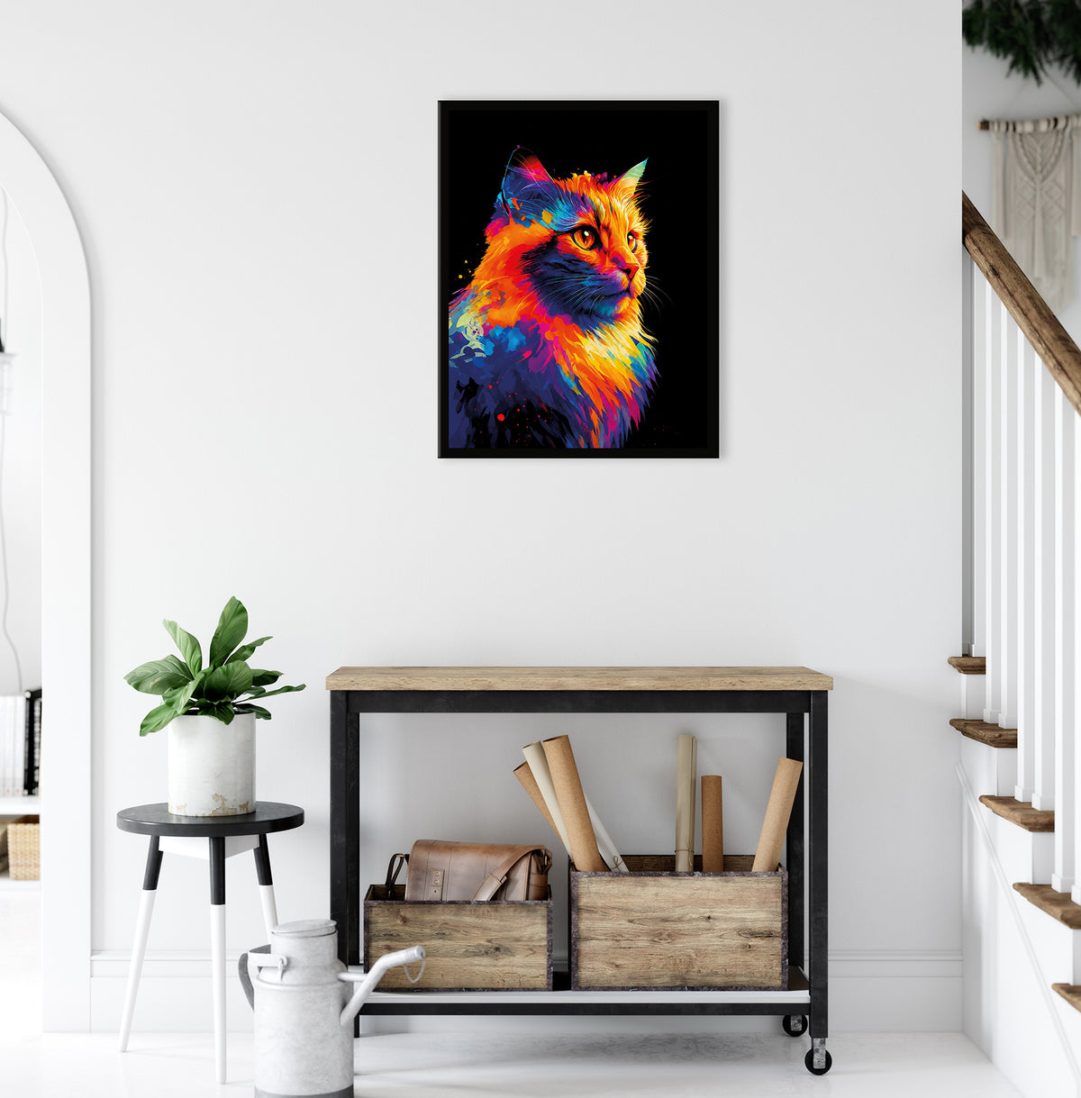 Wandbild gerahmt BUNTE KATZE 40x50 cm – Wandbild Deko - Ambiente 2