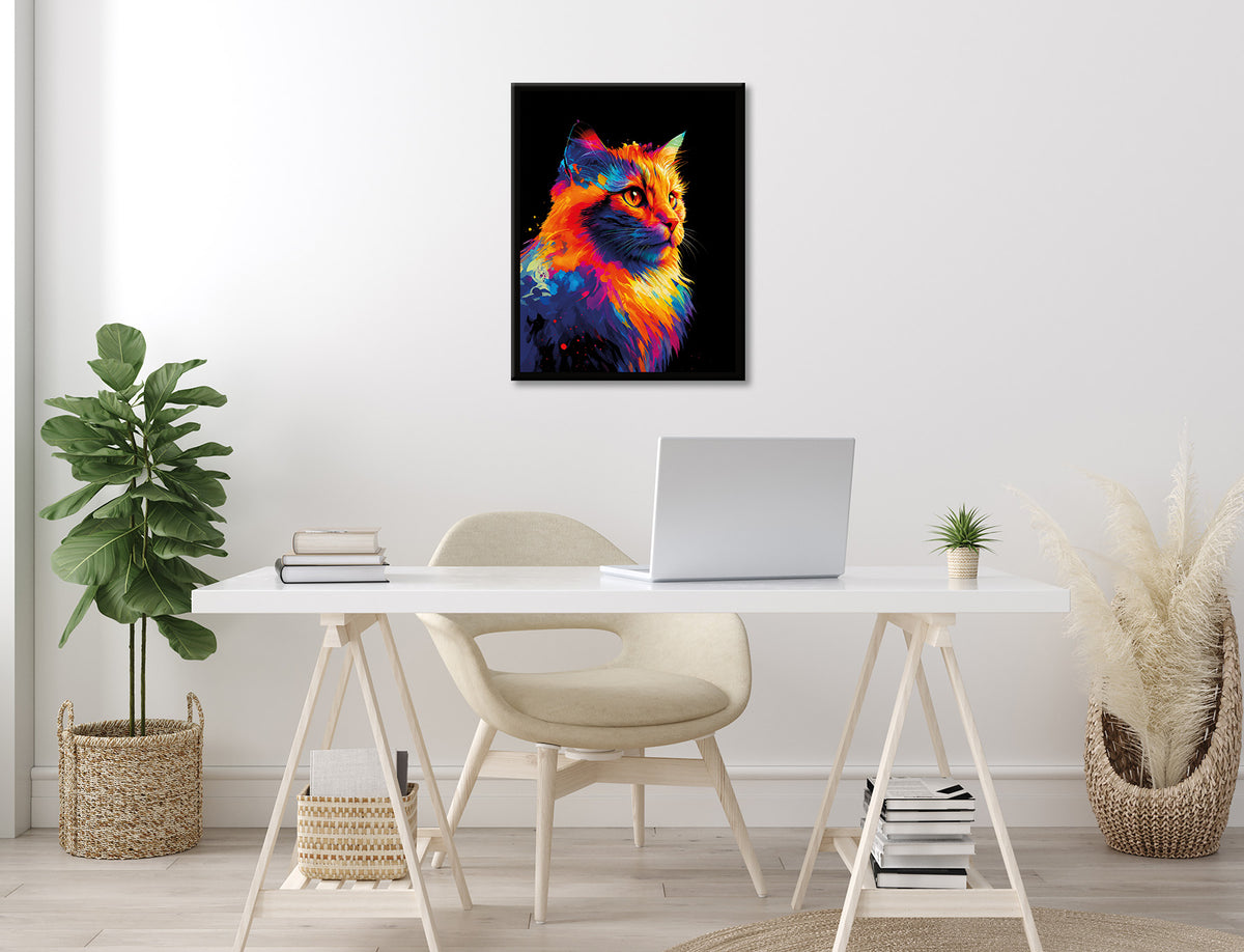 Wandbild gerahmt BUNTE KATZE 40x50 cm – Wandbild Deko - Ambiente 3