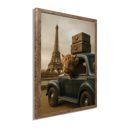 Wandbild gerahmt HOCHLANDRIND IN PARIS 40x50 cm – Tiermotiv Natur Landhaus Deko - Seitenansicht