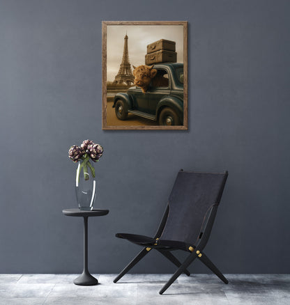 Wandbild gerahmt HOCHLANDRIND IN PARIS 40x50 cm – Tiermotiv Natur Landhaus Deko - Ambiente 1