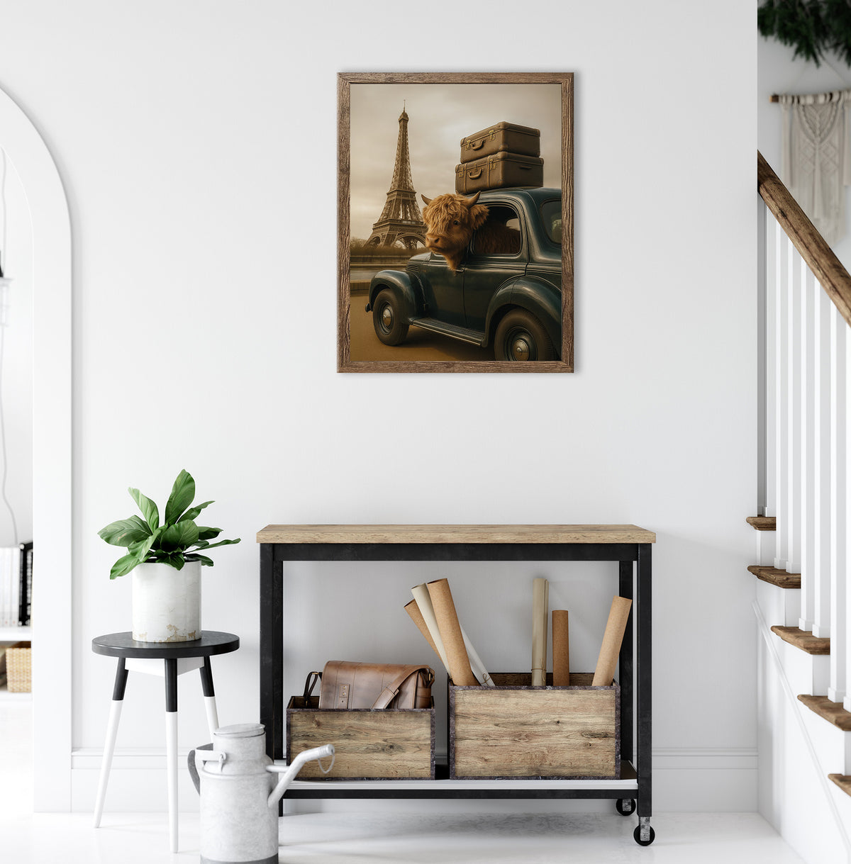 Wandbild gerahmt HOCHLANDRIND IN PARIS 40x50 cm – Tiermotiv Natur Landhaus Deko - Ambiente 2