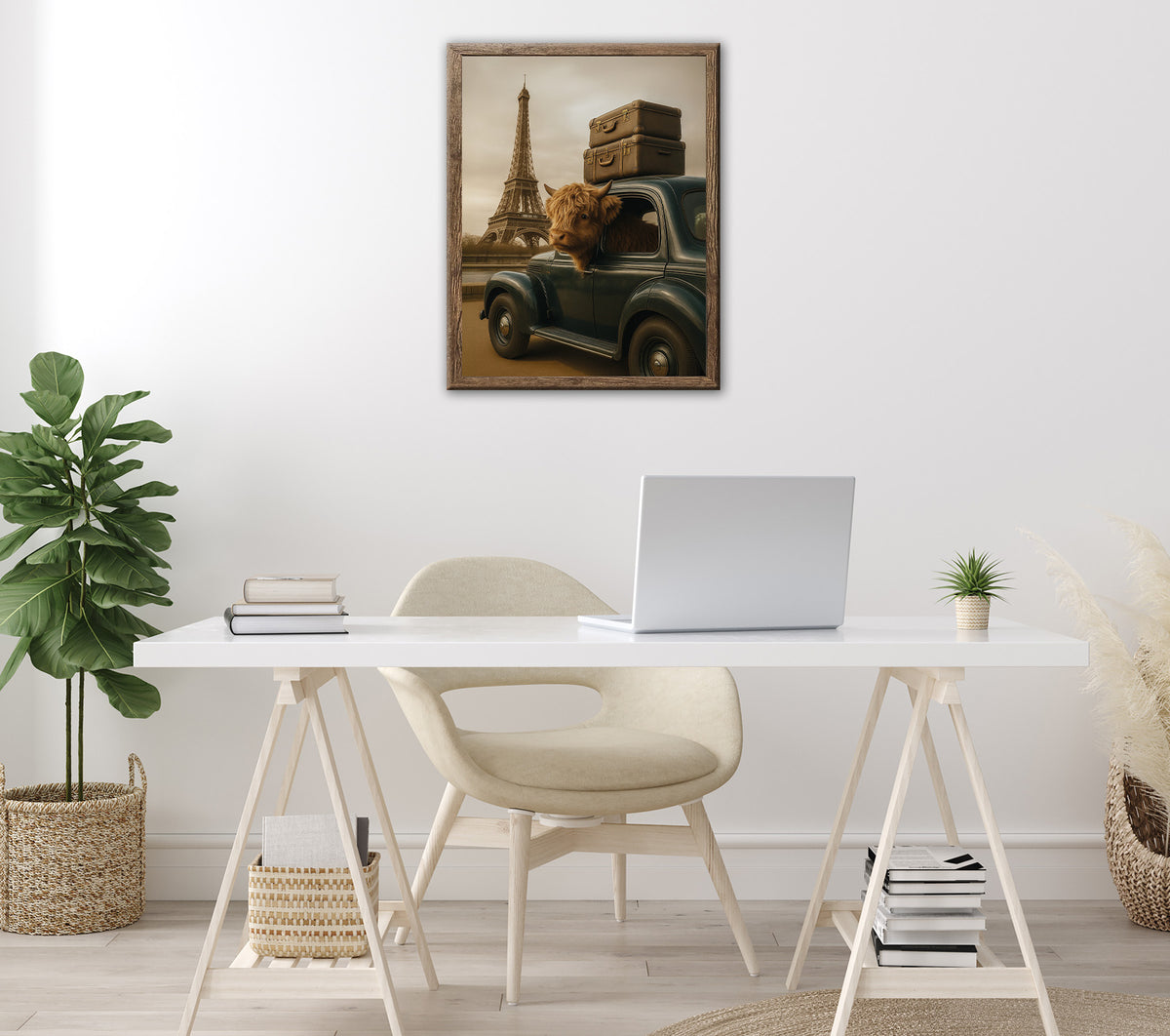 Wandbild gerahmt HOCHLANDRIND IN PARIS 40x50 cm – Tiermotiv Natur Landhaus Deko - Ambiente 3