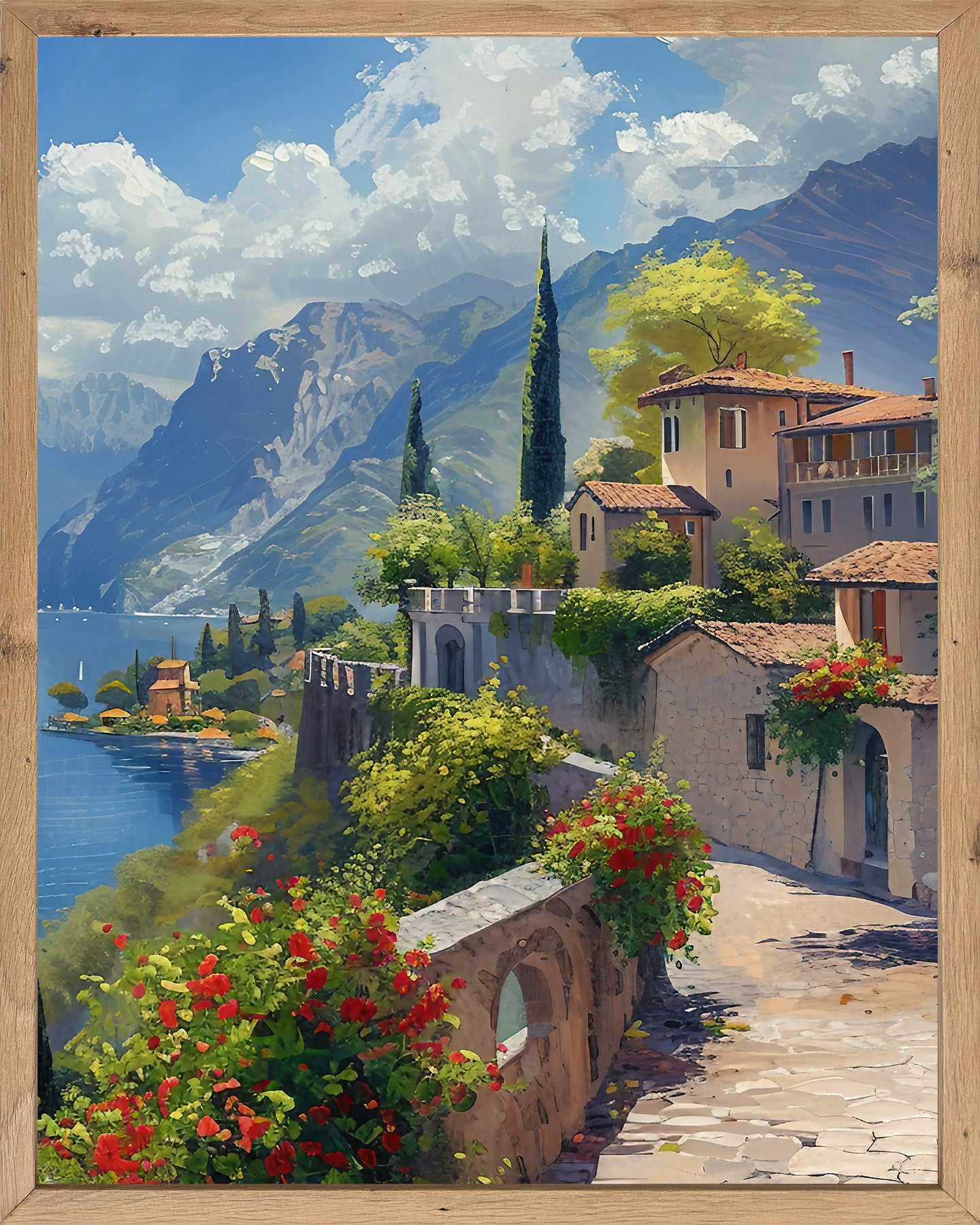 Wandbild gerahmt LAKE GARDA 40x50 cm – Natur Wandbild beruhigend